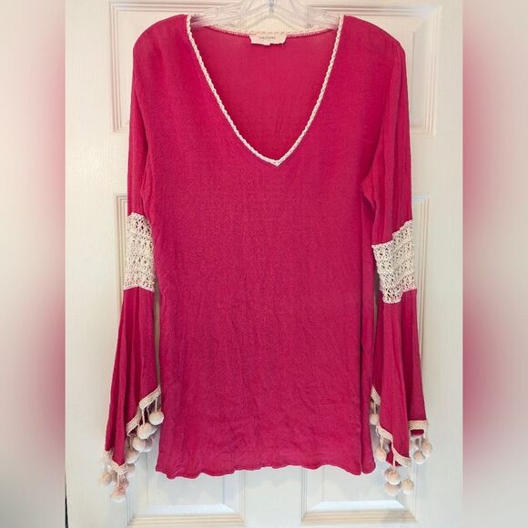 Anthropology Solitaire Swim Boho Top Dress Cover Up Crochet Tunic Artistic Sz M - Picture 1 of 8
